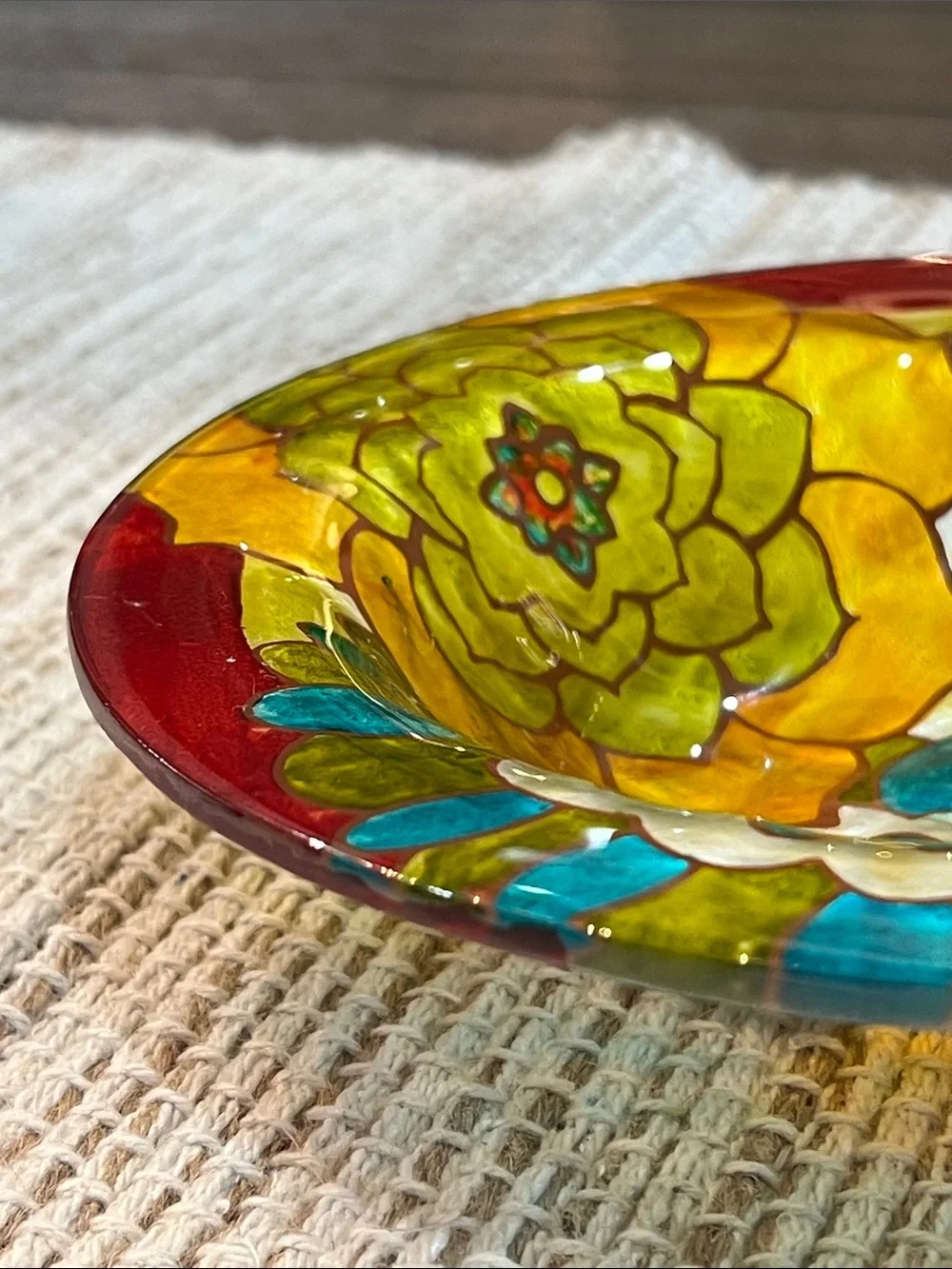 Rare Hand-Painted Floral Glass Bowls by Jennifer Brinley Entitled Natures Garden